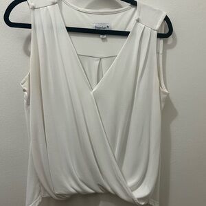 Veronica M Ivory Draped V-Neck Sleeveless Camisole
